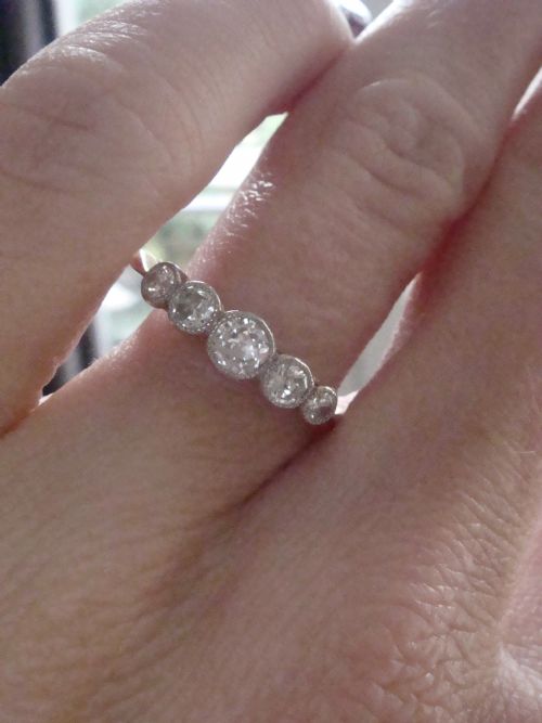EDWARDIAN 18CT YELLOW GOLD PLATINUM OLD CUT DIAMOND 050CT 5 STONE RING - ADDITIONAL PHOTO 3