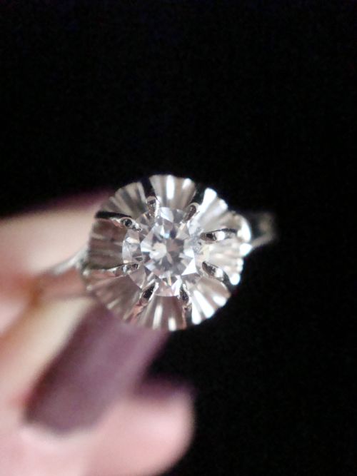 VINTAGE 18CT WHITE GOLD DIAMOND SOLITAIRE RING SI1 AND HI COLOUR 040CT - ADDITIONAL PHOTO 1