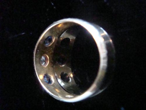 VICTORIAN 18CT YELLOW GOLD SAPPHIRE DIAMOND STAR OLD CUT DIAMOND GYPSY BAND - ADDITIONAL PHOTO 4