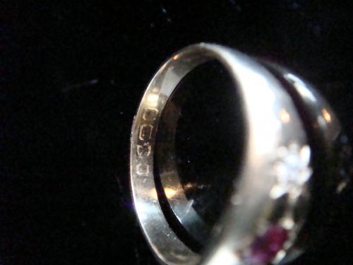 VICTORIAN 18CT YELLOW GOLD RUBY DIAMOND STAR OLD CUT DIAMOND GYPSY BAND - ADDITIONAL PHOTO 2