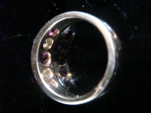 VICTORIAN 18CT YELLOW GOLD RUBY OLD CUT DIAMOND RUBY OVER GYPSY BAND - ADDITIONAL PHOTO 2