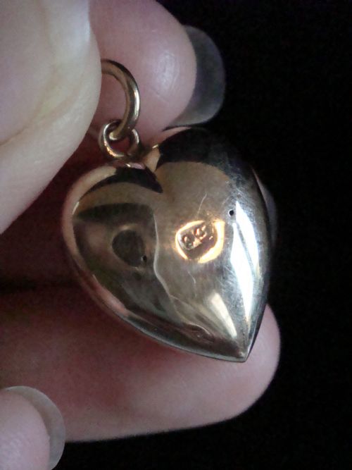 EDWARDIAN 9CT TURQUOISE HEART PUFF PENDANT 22G - ADDITIONAL PHOTO 3