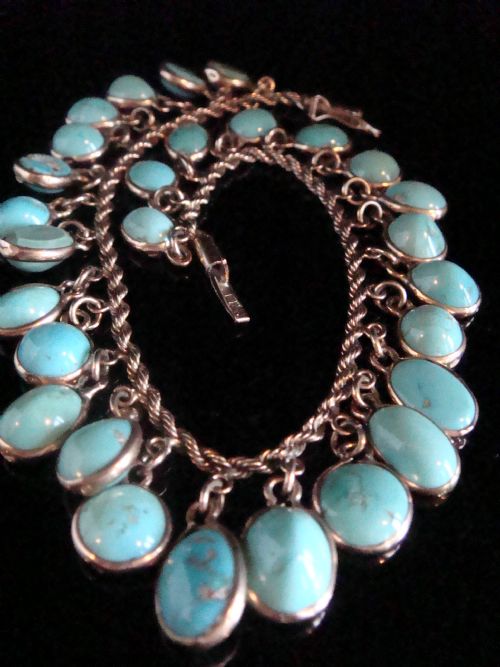 RETRO 1960S 9CT YELLOW GOLD TURQUOISE TASSEL ROPE BRACELET - ADDITIONAL PHOTO 2
