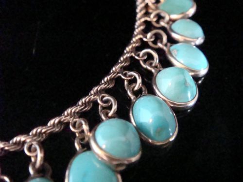 RETRO 1960S 9CT YELLOW GOLD TURQUOISE TASSEL ROPE BRACELET - ADDITIONAL PHOTO 3