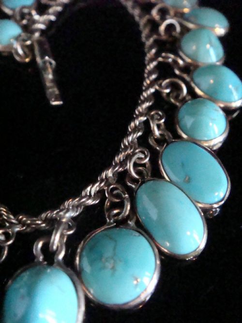 RETRO 1960S 9CT YELLOW GOLD TURQUOISE TASSEL ROPE BRACELET - ADDITIONAL PHOTO 1