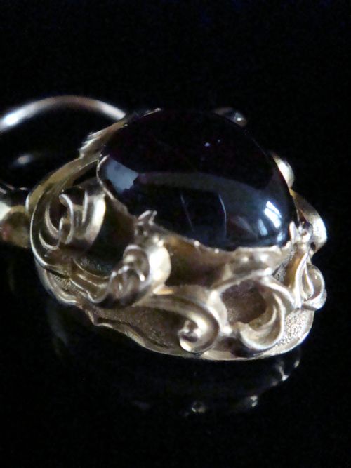 VICTORIAN HIGH CARAT 15CT LARGE CABOCHON GARNET HEART PADLOCK LOCKET 94G - ADDITIONAL PHOTO 2