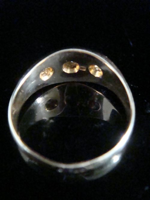 EDWARDIAN 18CT ORNATE YELLOW GOLD BAND OLD CUT DIAMOND STAR GYPSY BAND - ADDITIONAL PHOTO 5