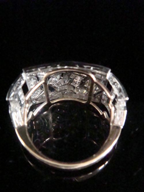 ART DECO 1920S 18CT 18K PLATINUM NATURAL SAPPHIRE DIAMOND COMMISSIONED PAVE RING - ADDITIONAL PHOTO 1