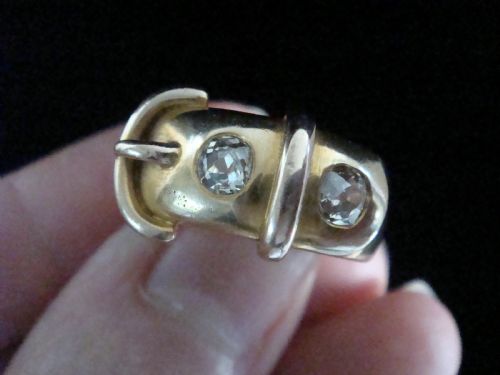 HEAVY VICTORIAN 18CT YELLOW GOLD BUCKLE BAND OLD CUT DIAMOND 060CT RING 131G - ADDITIONAL PHOTO 3