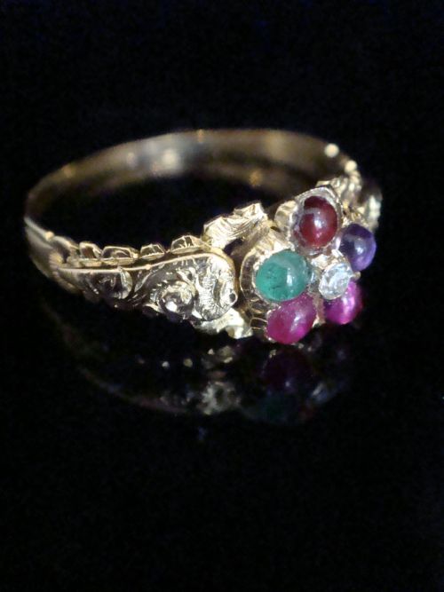 VICTORIAN 15CT REGARD CLUSTER DIAMOND EMERALD AMETHYST RUBY GARNET CLUSTER - ADDITIONAL PHOTO 1