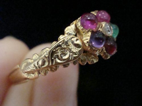 VICTORIAN 15CT REGARD CLUSTER DIAMOND EMERALD AMETHYST RUBY GARNET CLUSTER - ADDITIONAL PHOTO 6