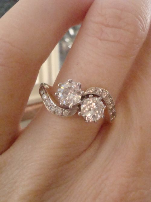 EDWARDIAN 18CT PLATINUM 130CT TRANSITIONAL CUT TOI ET MOI HI COLOUR VS1SI1 - ADDITIONAL PHOTO 3