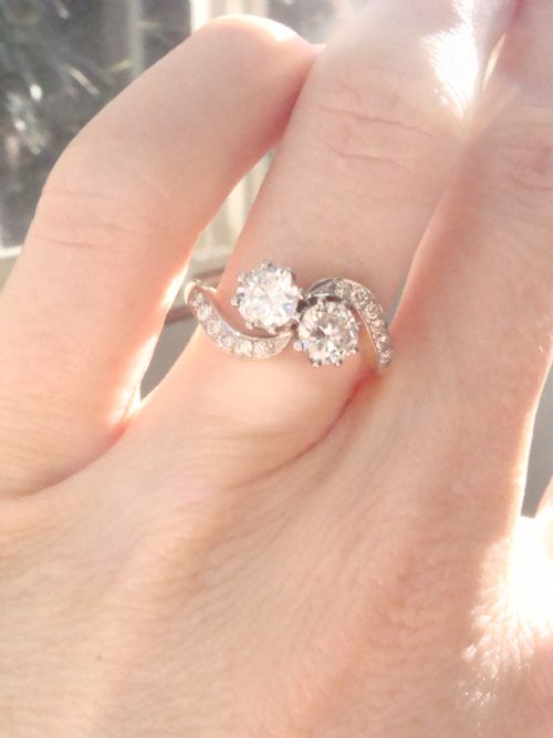 EDWARDIAN 18CT PLATINUM 130CT TRANSITIONAL CUT TOI ET MOI HI COLOUR VS1SI1 - ADDITIONAL PHOTO 8