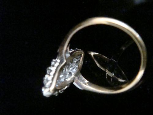 EDWARDIAN 18CT YELLOW GOLD PLATINUM OLD CUT DIAMOND 125CT MARQUIS RING - ADDITIONAL PHOTO 3