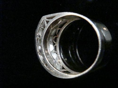 ART DECO 1920S PLATINUM DIAMOND 250CT PAVE SET TANK RING - ADDITIONAL PHOTO 3