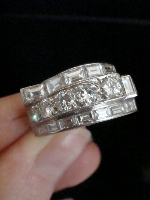 ART DECO 1920S PLATINUM DIAMOND 250CT PAVE SET TANK RING - ADDITIONAL PHOTO 4