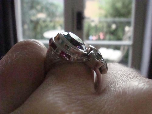 ART DECO 1920S PLATINUM NATURAL BLUE ZIRCON 3CT RUBY DIAMOND 140CT COCKTAIL RING - ADDITIONAL PHOTO 7