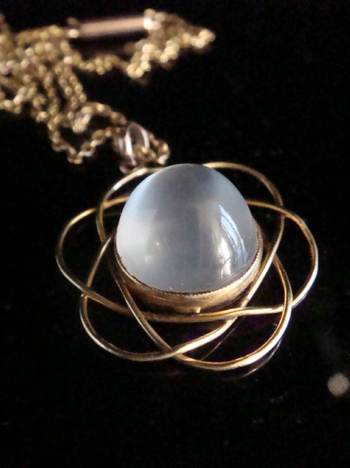 EDWARDIAN 15CT 18CT NATURAL LARGE MOONSTONE PENDANT NECKLACE - ADDITIONAL PHOTO 2