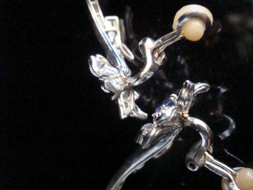 ART DECO 1920 18CT WHITE GOLD PLATINUM SAPPHIRE DIAMOND CLIP EARRINGS 230CT - ADDITIONAL PHOTO 6