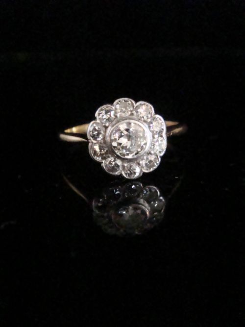 EDWARDIAN 18CT PLATINUM OLD CUT DIAMOND CLUSTER 070CT RING - ADDITIONAL PHOTO 3