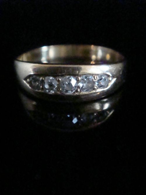edwardian 18ct yellow gold old cut diamond 030ct gypsy setting 5 stone ring - CATEGORY: ANTIQUE JEWELLERY - DATED EDWARDIAN