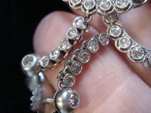 EDWARDIAN 18CT WHITE GOLD PLATINUM OLD CUT DIAMOND CIRCLE OF LIFE HALO EARRINGS - ADDITIONAL PHOTO 3