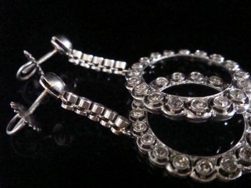 EDWARDIAN 18CT WHITE GOLD PLATINUM OLD CUT DIAMOND CIRCLE OF LIFE HALO EARRINGS - ADDITIONAL PHOTO 4