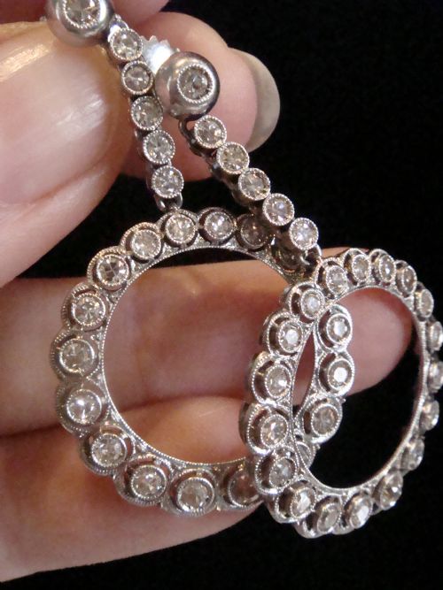 EDWARDIAN 18CT WHITE GOLD PLATINUM OLD CUT DIAMOND CIRCLE OF LIFE HALO EARRINGS - ADDITIONAL PHOTO 5