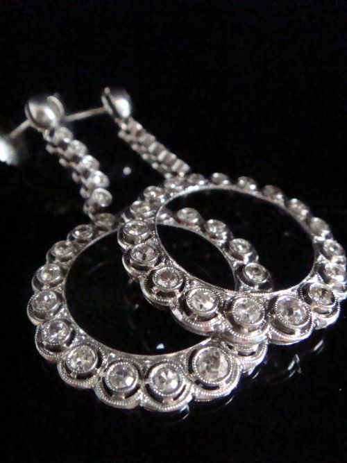 EDWARDIAN 18CT WHITE GOLD PLATINUM OLD CUT DIAMOND CIRCLE OF LIFE HALO EARRINGS - ADDITIONAL PHOTO 7