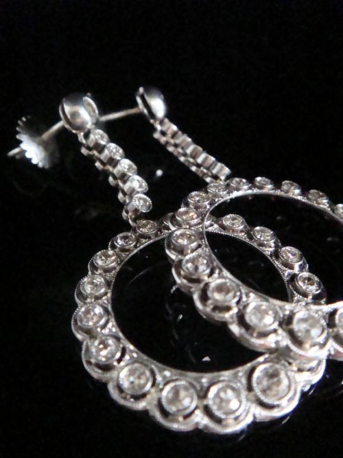 EDWARDIAN 18CT WHITE GOLD PLATINUM OLD CUT DIAMOND CIRCLE OF LIFE HALO EARRINGS - ADDITIONAL PHOTO 9