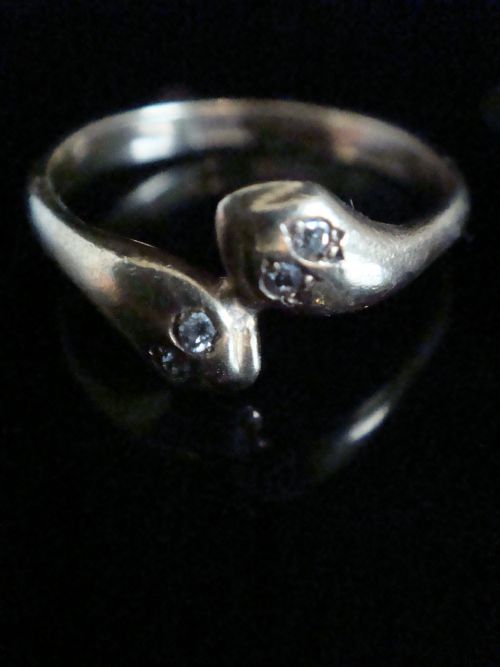 VICTORIAN 18CT OLD CUT DIAMOND SNAKE RING 22G RING SIZE M - ADDITIONAL PHOTO 1