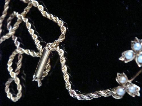 VICTORIAN 15CT YELLOW GOLD SEED PEARL LAVALIERE NECKLACE ALLOWING DROP PENDANT - ADDITIONAL PHOTO 2