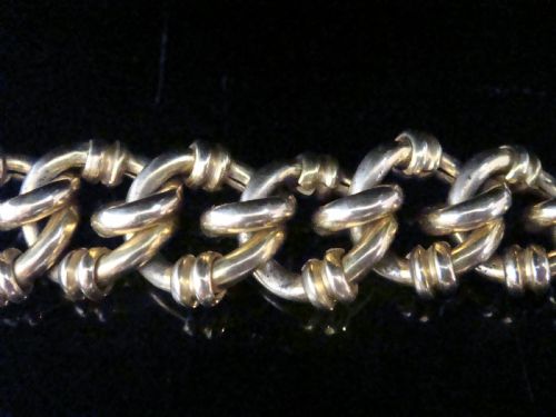 VERY CHUNKY EDWARDIAN 9CT THICK ROSEY YELLOW GOLD HEART PADLOCK BRACELET 322G - ADDITIONAL PHOTO 2
