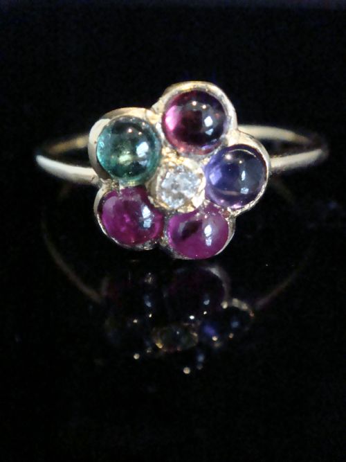 VICTORIAN 15CT REGARD CLUSTER DIAMOND EMERALD AMETHYST RUBY GARNET CLUSTER - ADDITIONAL PHOTO 3