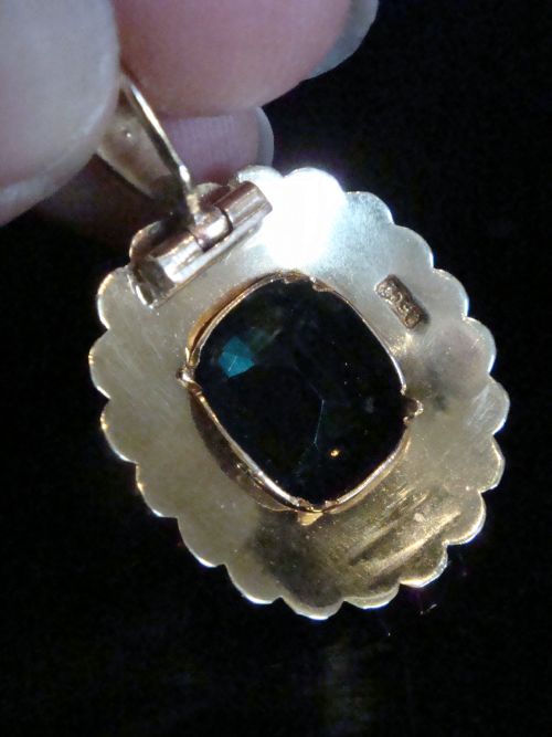 VICTORIAN 15CT NATURAL CUSHION CUT GREEN TOURMALINE 6CT SEED PEARL PENDANT 63G - ADDITIONAL PHOTO 2