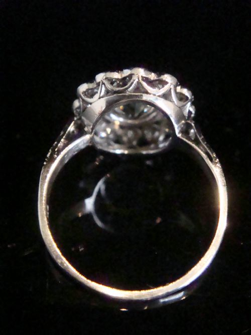 EDWARDIAN PLATINUM LARGE NATURAL OLD CUT DIAMOND CLUSTER RING 210CT SUPERB - ADDITIONAL PHOTO 2