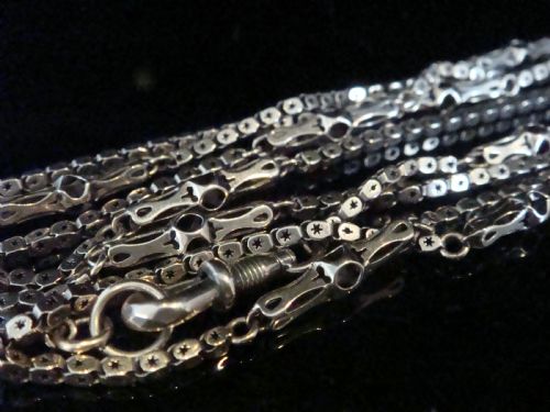 victorian 9ct yellow gold starburst longuard 18g 49 inches with dog clip - CATEGORY: ANTIQUE JEWELLERY - DATED VICTORIAN