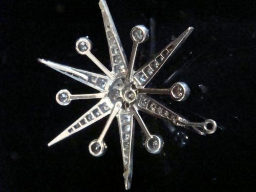 VICTORIAN 18CT WHITE GOLD OLD CUT DIAMOND CELESTIAL STAR STARBURST PENDANT 140CT - ADDITIONAL PHOTO 3