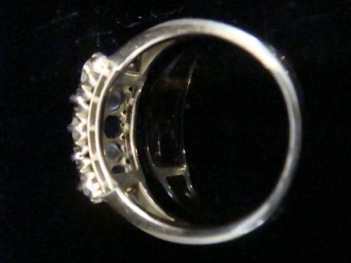 EDWARDIAN 18CT YELLOW GOLD OLD CUT DIAMOND NATURAL SAPPHIRE BOAT STACKING RING - ADDITIONAL PHOTO 3