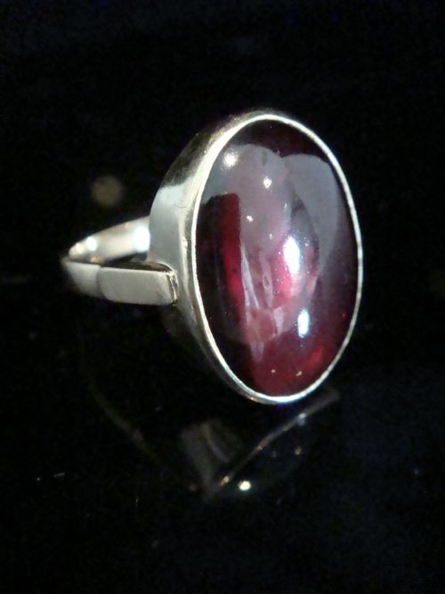 EDWARDIAN 9CT LARGE CABOCHON GARNET RING 51G RING SIZE O 12 - ADDITIONAL PHOTO 1