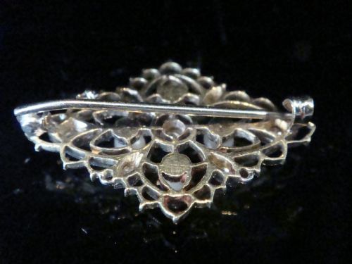 GENUINE ART NOUVEAU EDWARDIAN 18CT PLATINUM OLD CUT DIAMOND PEARL BROOCH - ADDITIONAL PHOTO 1