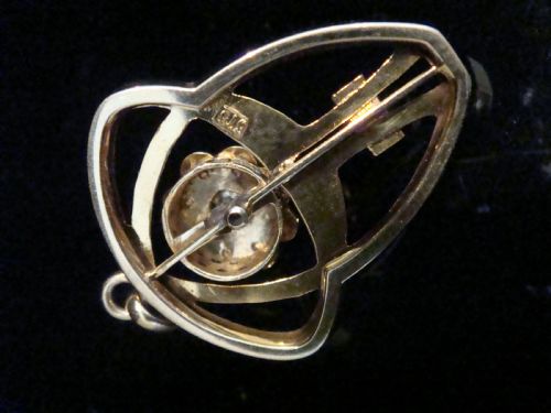 ART NOUVEAU 9CT YELLOW GOLD PEARL AND OLD CUT DIAMOND PENDANT NECKLACE - ADDITIONAL PHOTO 1