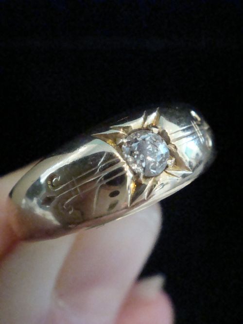 EDWARDIAN 18CT YELLOW GOLD OLD CUT DIAMOND RING 36G 020CT - ADDITIONAL PHOTO 4