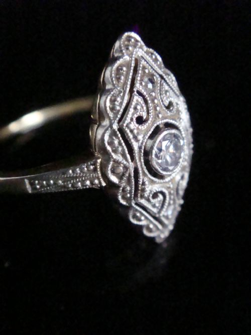 ORIGINAL ART DECO 14CT PLATINUM OLD TRANSITIONAL CUT DIAMOND RING - ADDITIONAL PHOTO 1