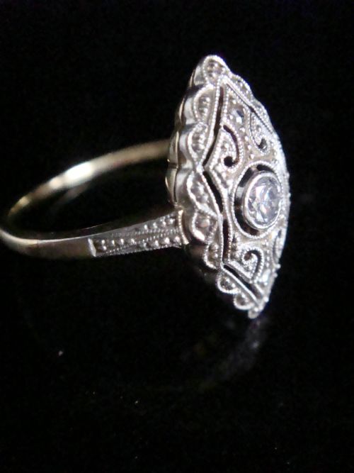 ORIGINAL ART DECO 14CT PLATINUM OLD TRANSITIONAL CUT DIAMOND RING - ADDITIONAL PHOTO 2