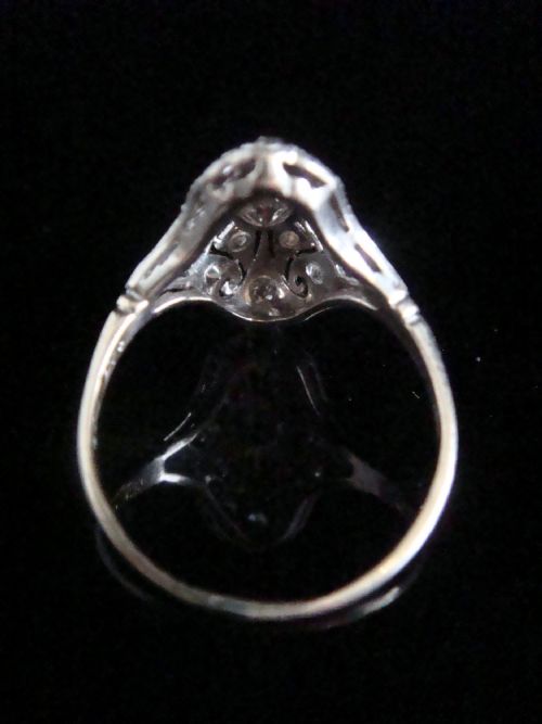 ORIGINAL ART DECO 18CT PLATINUM OLD TRANSITIONAL CUT DIAMOND BOMBE 050CT RING - ADDITIONAL PHOTO 2
