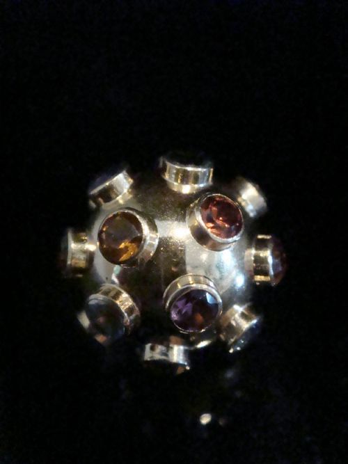 vintage 18ct yellow gold gemset multi gem sputnik globe pendant tourmalines - CATEGORY: ANTIQUE JEWELLERY - DATED 1950