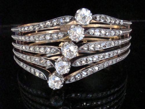 edwardian french 18ct platinum transitional rose cut diamond 540ct bracelet - CATEGORY: ANTIQUE JEWELLERY - DATED EDWARDIAN