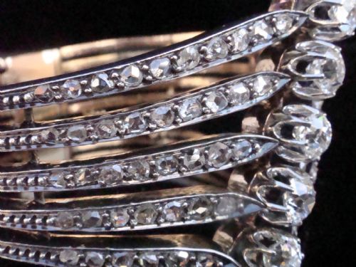 EDWARDIAN FRENCH 18CT PLATINUM TRANSITIONAL ROSE CUT DIAMOND 540CT BRACELET - ADDITIONAL PHOTO 9