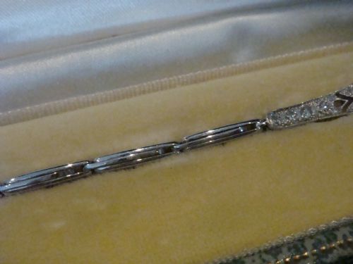 ART DECO 18CT NATURAL SAPPHIRE OLD CUT DIAMOND BRACELET IN ORIGINAL FITTED BOX - ADDITIONAL PHOTO 3